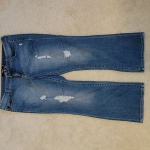 Torrid Women's Plus Size 20 Medium Wash Blue Denim Distressed Busted Knee Jeans